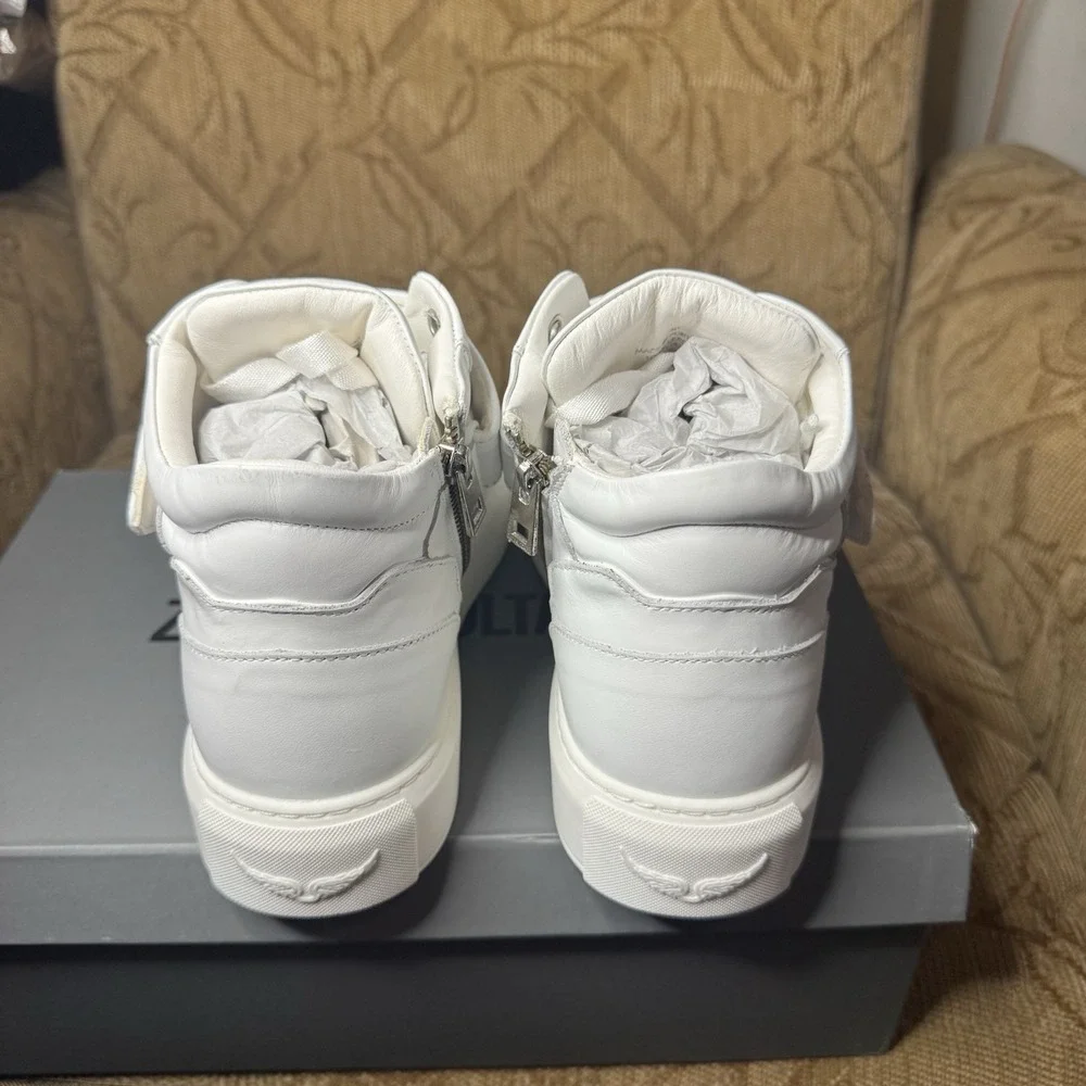 Zadig & Voltaire High Flash White Leather Hi-Top Sneakers Size 40‎ - Picture 5 of 7